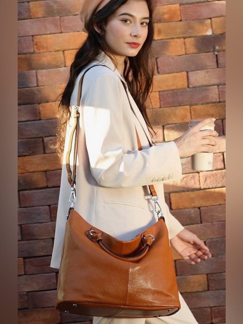 Kattee Genuine Leather Tote Purse for Women, Top Handle Satchel